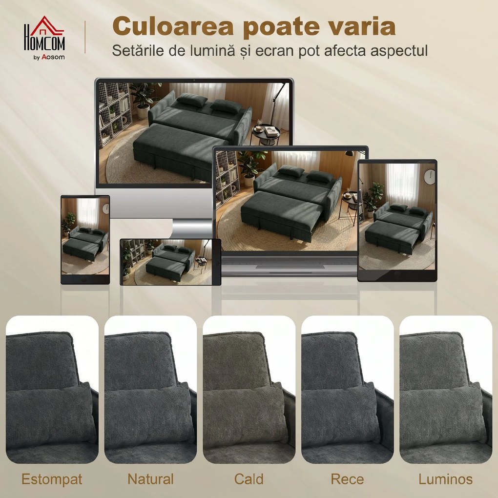 HOMCOM Canapea mică extensibilă cu saltea integrată | Aosom Romania