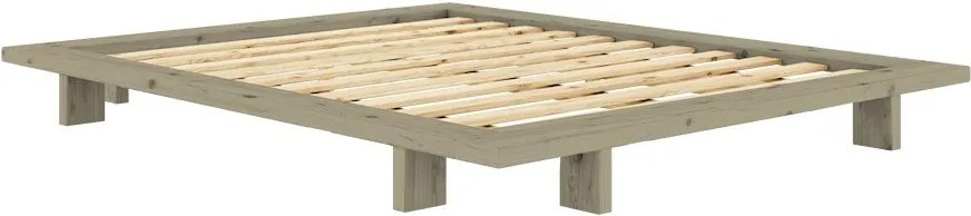 Pat matrimonial verde salvie din lemn de pin fără tăblie cu somieră 180x200 cm Japan – Karup Design