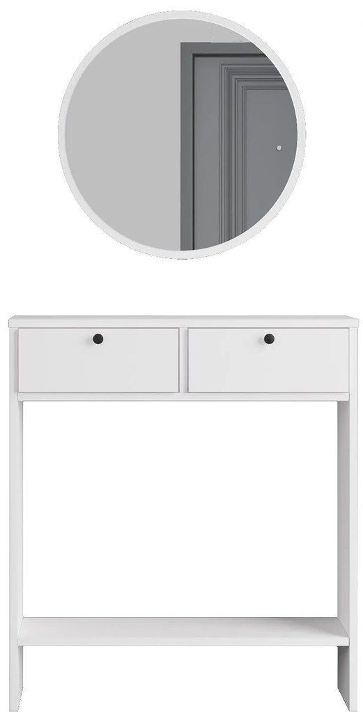 Măsuță consolă Lentorella 1 (cu oglindă) (alb + negru). 1106468