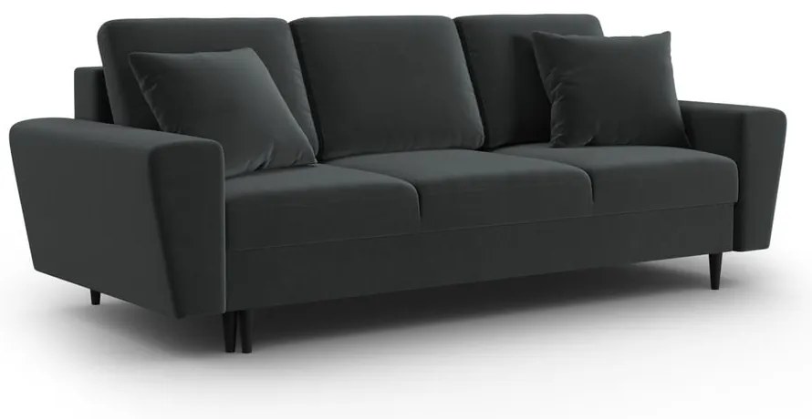 Canapea gri închis extensibilă, cu spațiu de depozitare cu tapițerie din catifea 235 cm Kyoto – Cosmopolitan Design