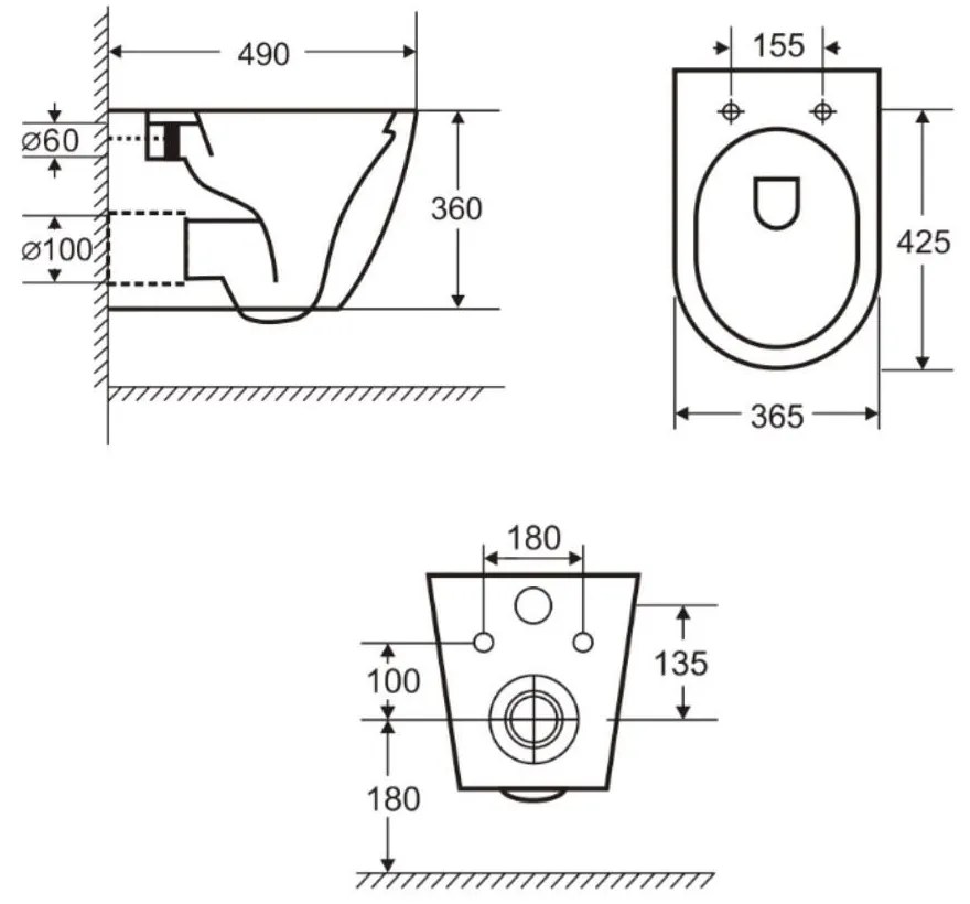 Set vas wc rimless alb cu capac soft close, lavoar rotund cu ventil, plus rezervor incastrat cu set fixare si clapeta alba