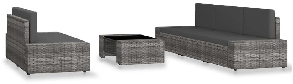 3054600 vidaXL Set mobilier de grădină, 6 piese, gri, poliratan