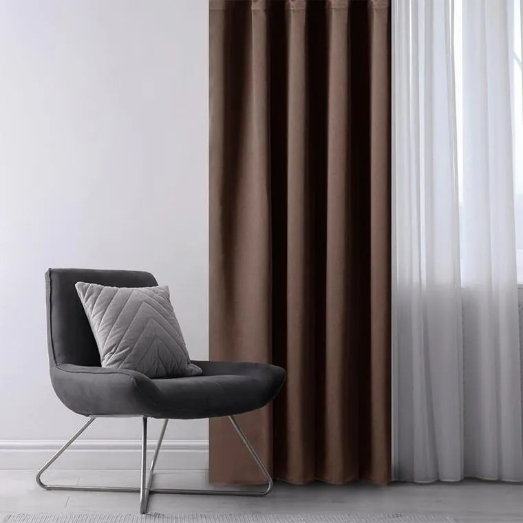 decoDoma Draperie groasă blackout RESTILO maro închis 140 x 245 cm set 2 buc