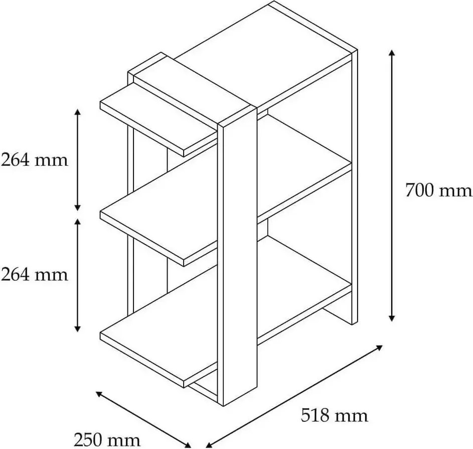 Biblioteca Fanny  culoare alb si antracit 70 cm