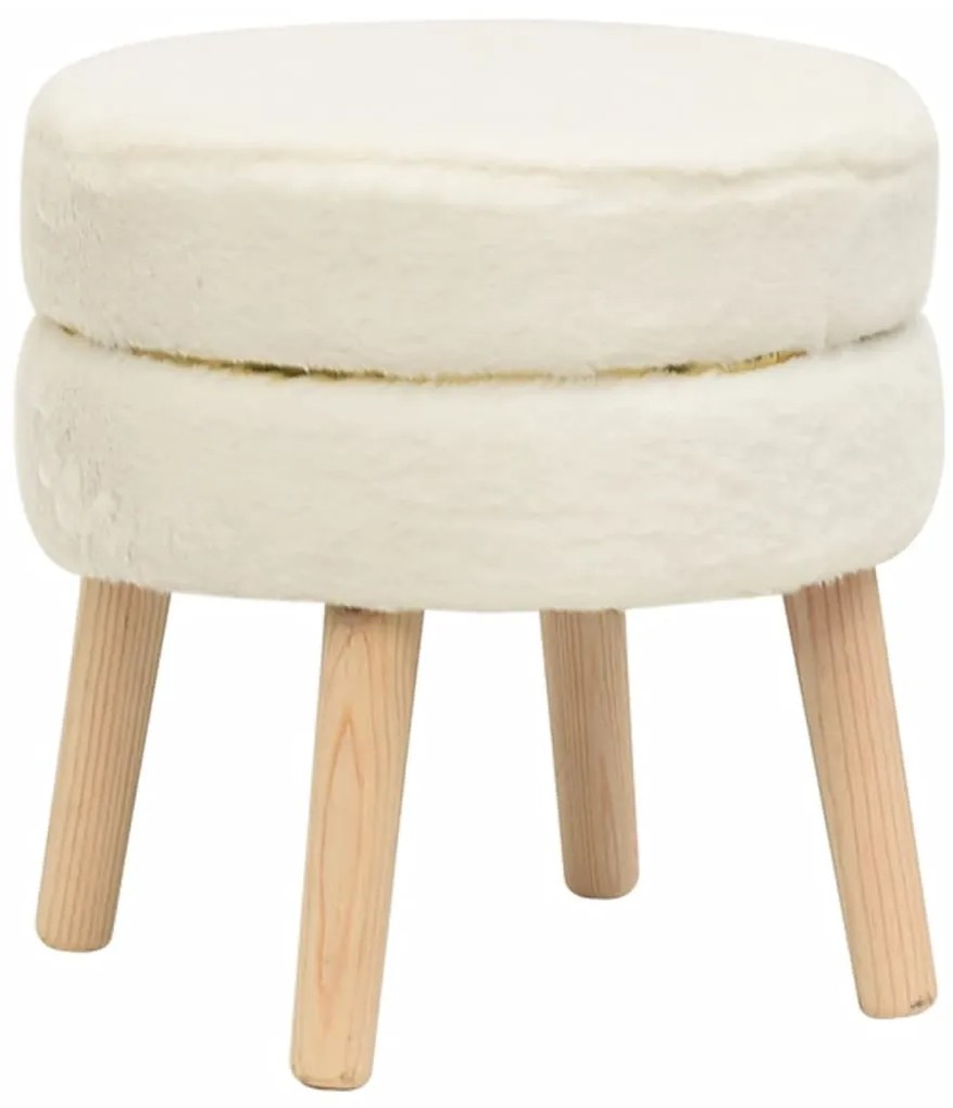 340278 vidaXL Taburet rotund, alb, pluş
