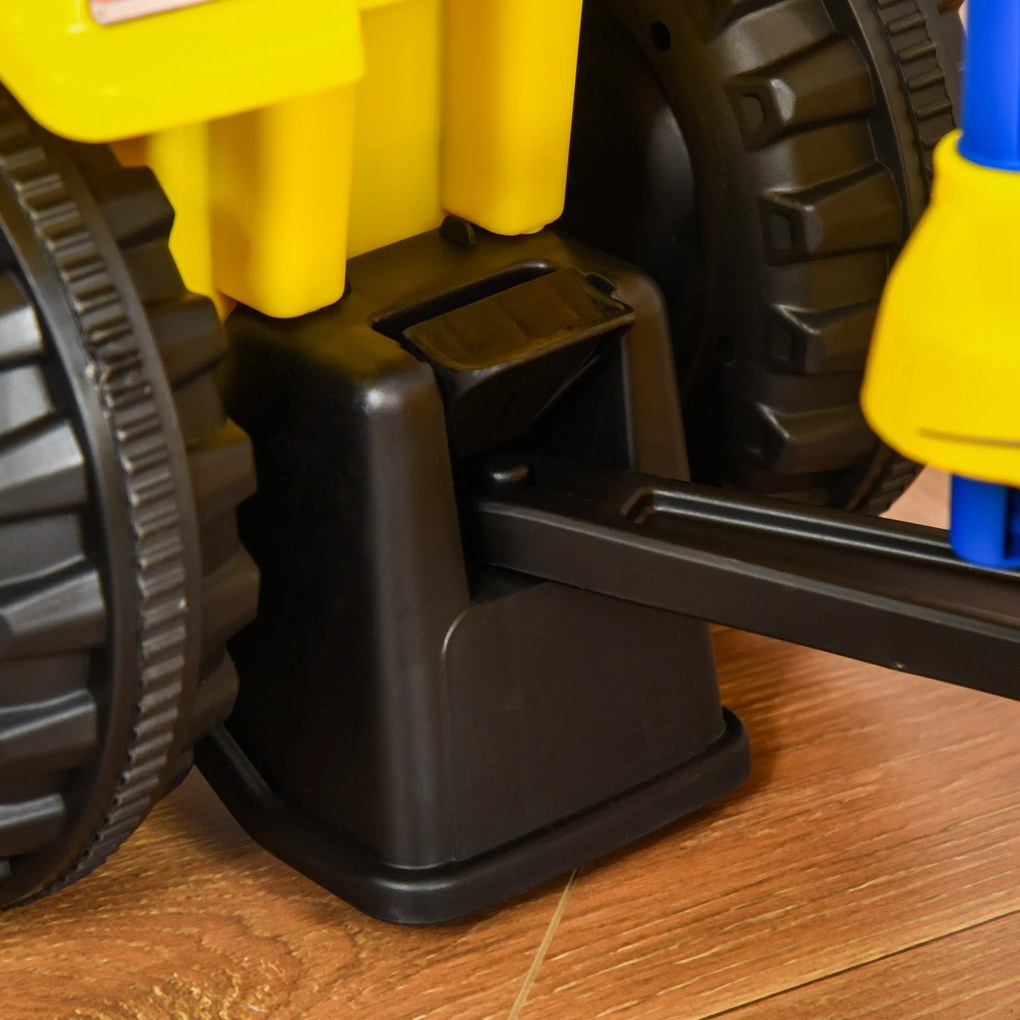 Tractor pentru Copii 12-36 Luni HOMCOM, Prevazut cu Loc cu Remorca, Grebla si Lopata, Joc Educativ, 91x29x44cm, Galben | Aosom Romania
