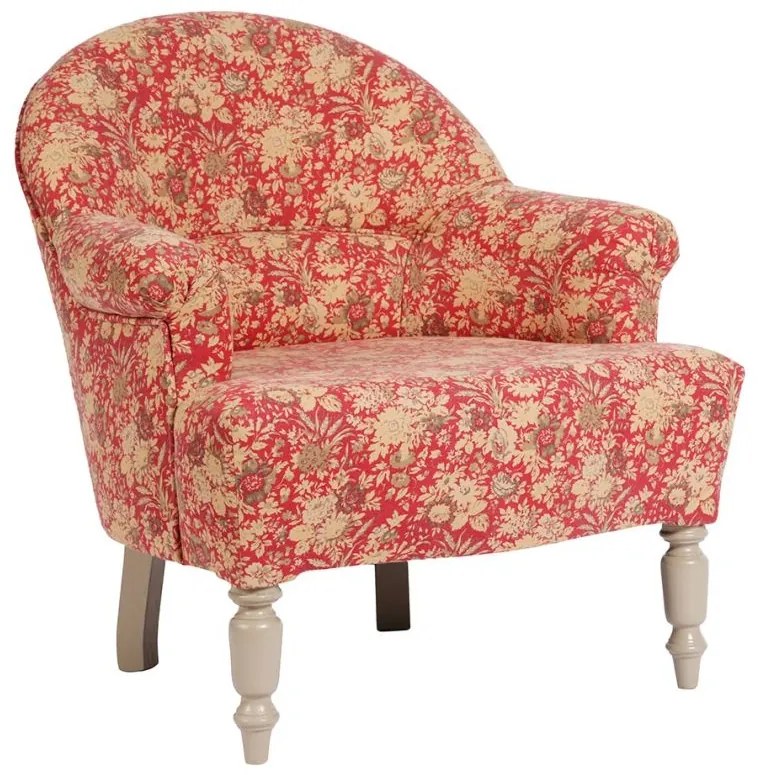 Fotoliu cu imprimeu floral, din stofa, Chambray