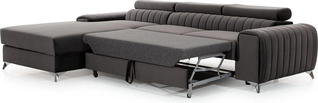 Colțar lemn masiv Gray Extensibil Ladă de Depozitare Personalizabil, 278 × 205 × 92 cm - Nube 45, Stânga