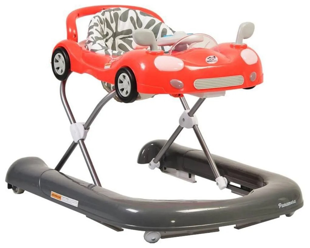 Premergator Reglabil in 3 Trepte NOVOKIDS™ Super Car , roti silentioase, Masinuta, Pliabil, 8 Roti, Cu Melodii si lumini, Cu Volan, Rosu