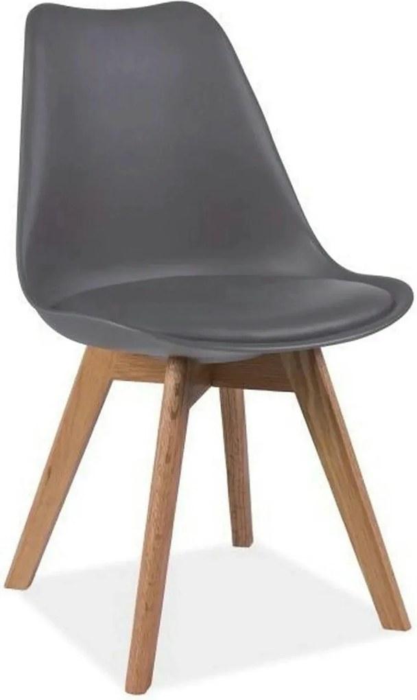 Scaun KRIS, gri/stejar, piele ecologica/lemn, 49x43x83 cm