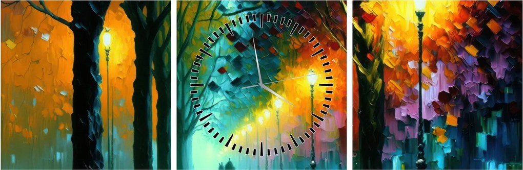 Tablou - Plimbare de noapte (cu ceas) (90x30 cm)