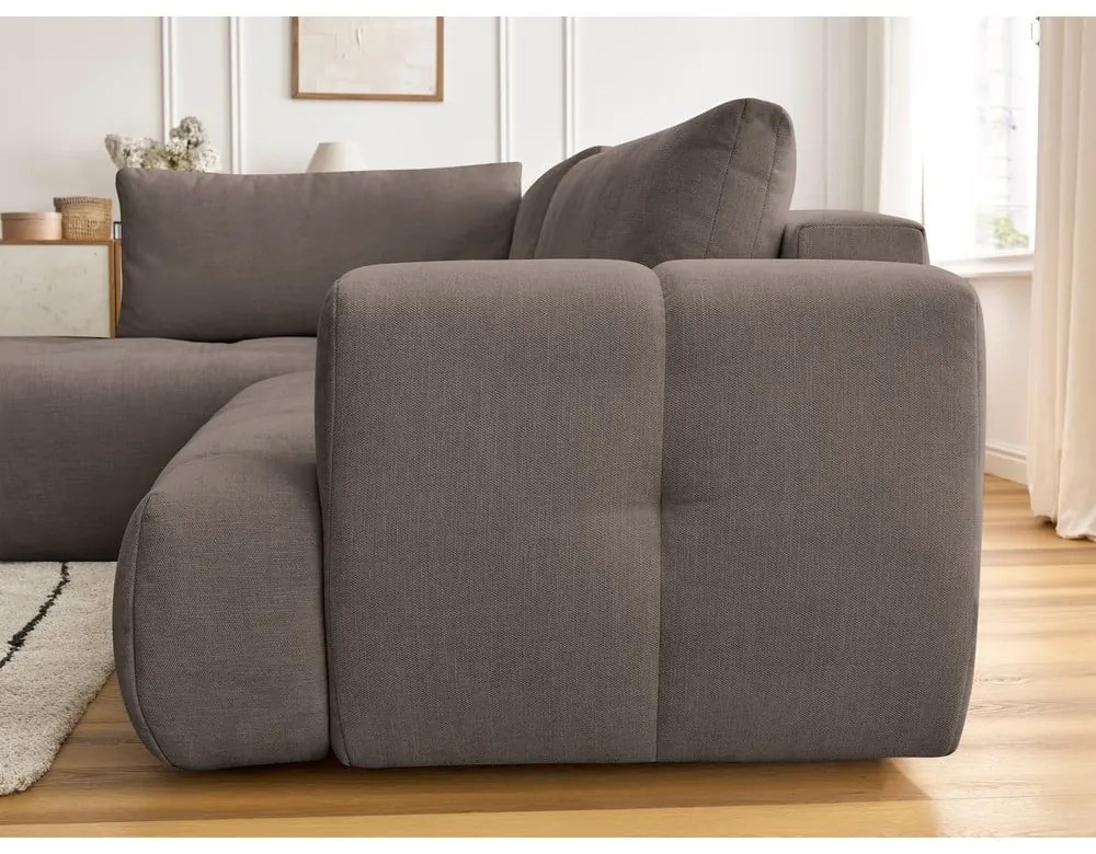 Colțar taupe extensibil/cu spațiu de depozitare (cu colț pe partea stângă/în formă de ”L”) Fuji – Bobochic Paris