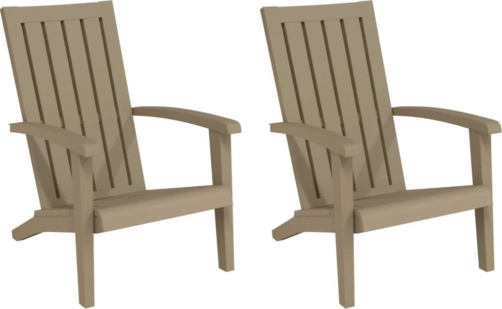 vidaXL Scaune Adirondack de grădină, maro deschis, polipropilenă