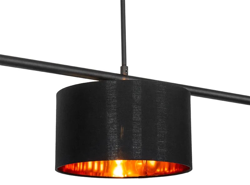 Lampă modernă suspendată neagră cu auriu 125 cm 3 lumini - VT 3