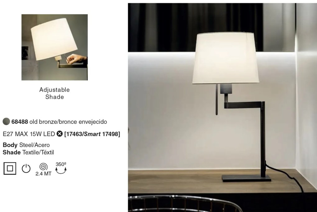 Veioza / Lampa de masa design elegant ARTIS bronz/alb