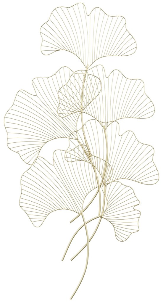 HOMCOM Decor de perete metalic 3D, frunze de ginkgo, auriu 51 x 94,5 cm | AOSOM RO
