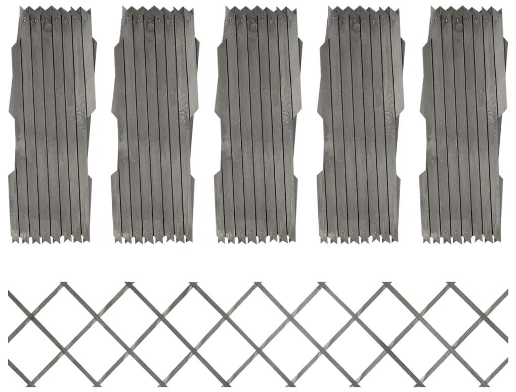 Garduri din spalier, 5 buc., gri, 180x30 cm, lemn masiv de brad 5, Gri, 180 x 30 cm