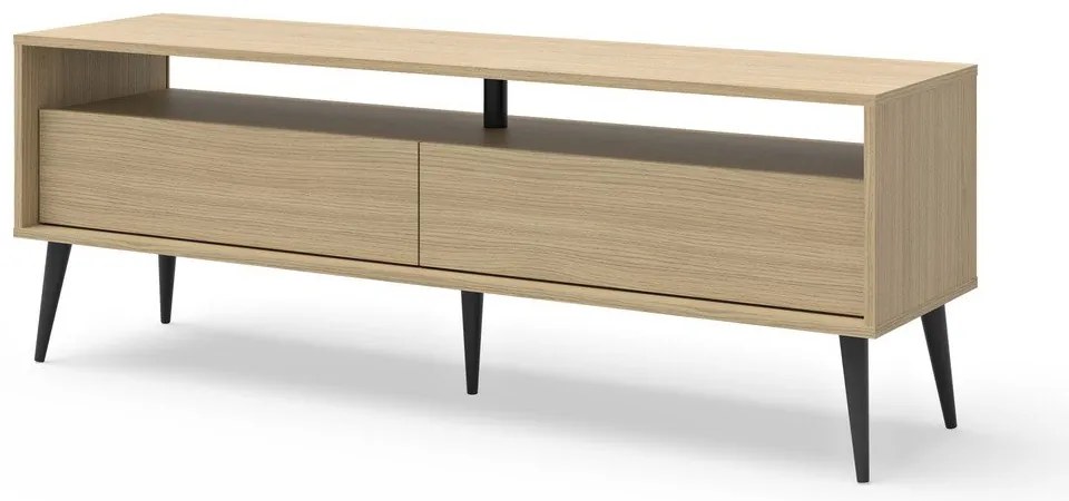 Comodă TV în culoare naturală cu aspect de lemn de stejar 150x54 cm Lake – TemaHome