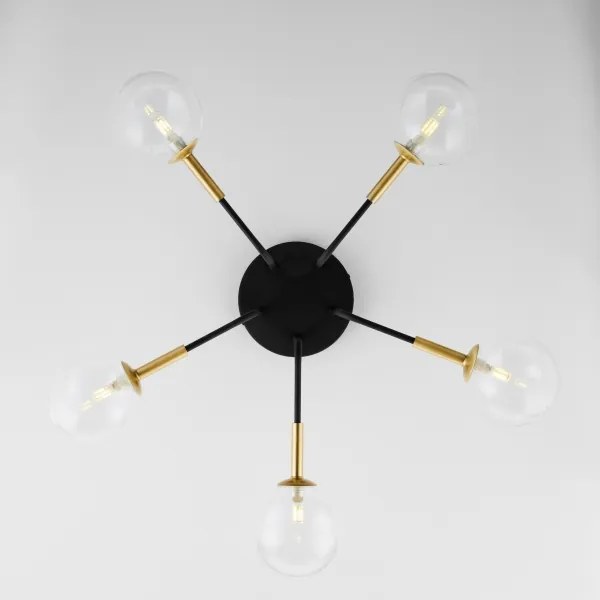 Lustră pe tijă Jupiter 2040 BURANO 5xG9/10W/230V negru/auriu/transparent