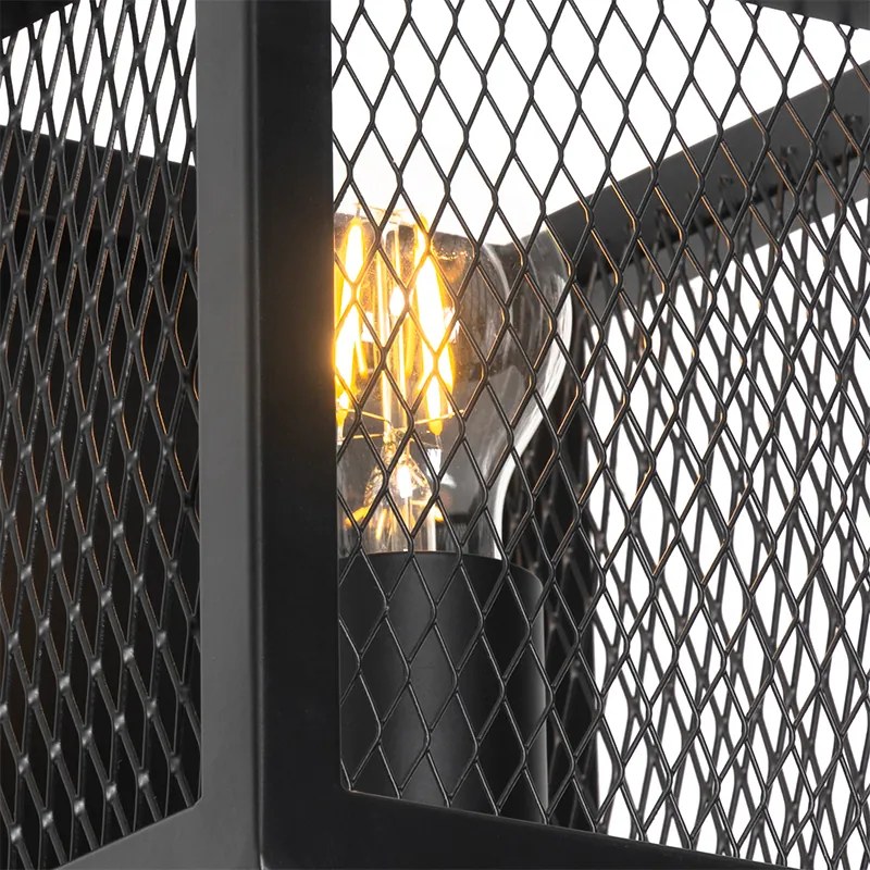 Lampă de perete industrială neagră cu plasă - Cage