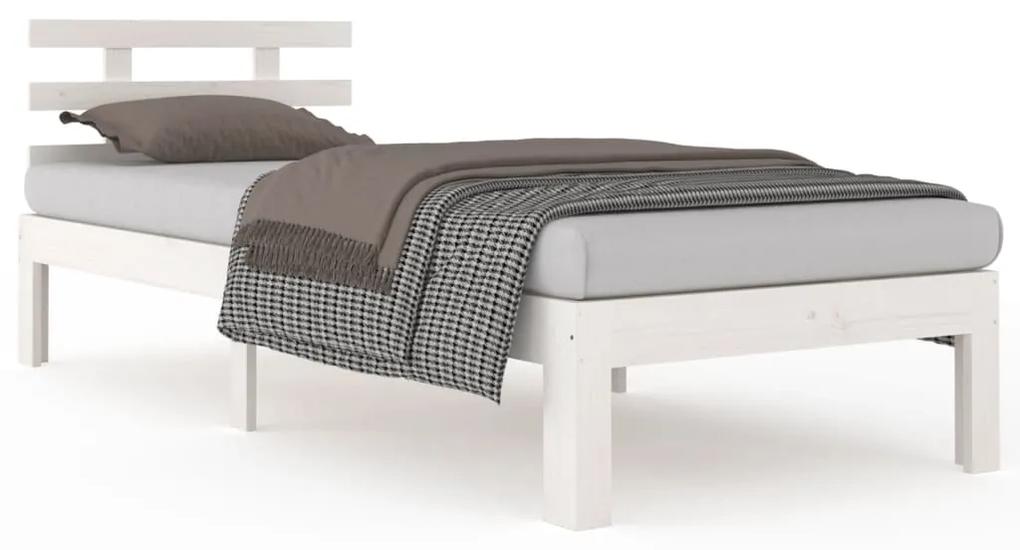 814745 vidaXL Cadru de pat, alb, 100x200 cm, lemn masiv de pin
