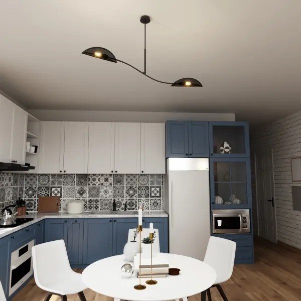 Lustră pe tijă LOTUS 2xE14/10W/230V negru/auriu