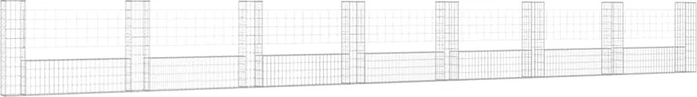vidaXL Coș gabion în formă de U cu 8 stâlpi, 860x20x100 cm, fier