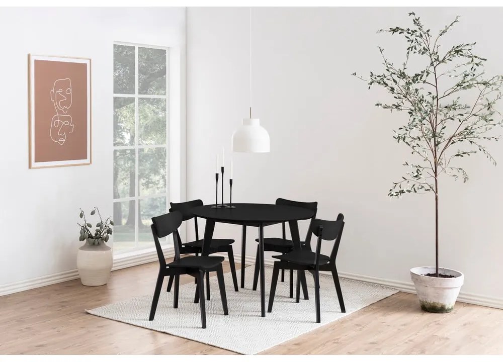 Masă dining în decor de stejar Actona Roxby, ø 105 cm, negru