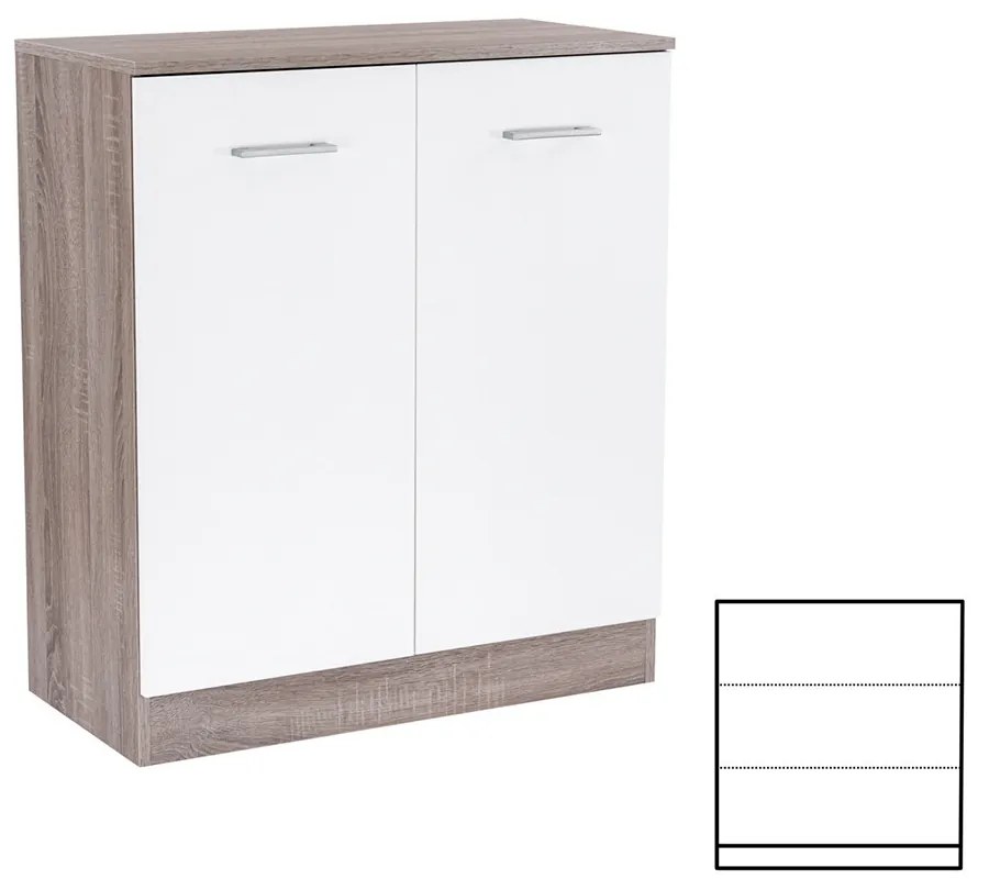 Comodă Miami cu 2 uși 80x92 cm alb-stejar York