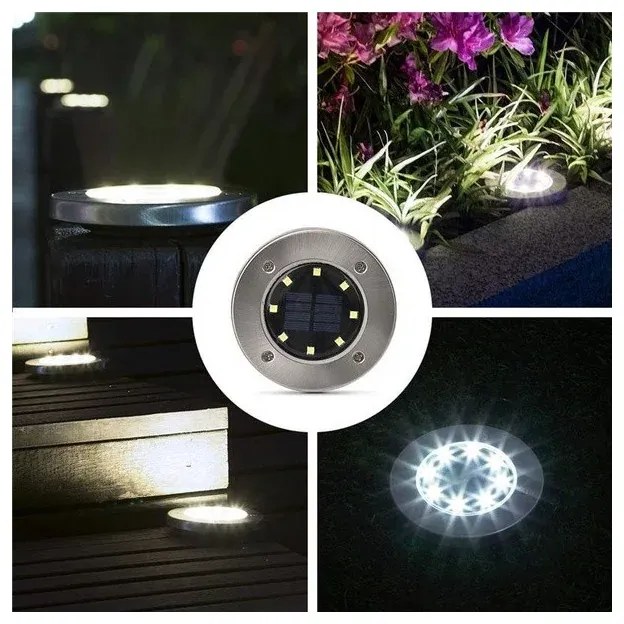Lumini solare cu LED pentru grădină - 8 LED - alb rece - 4 buc