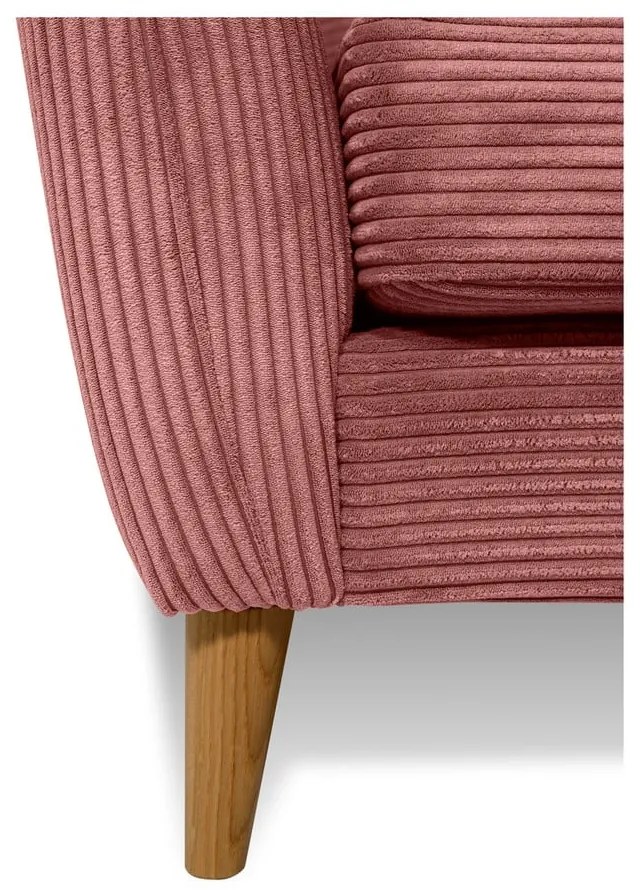 Canapea roz cu tapițerie din catifea reiată 206 cm Paris – Scandic