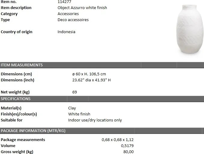 Vaza, Vas decorativ din lut Azzurro 114277 HZ