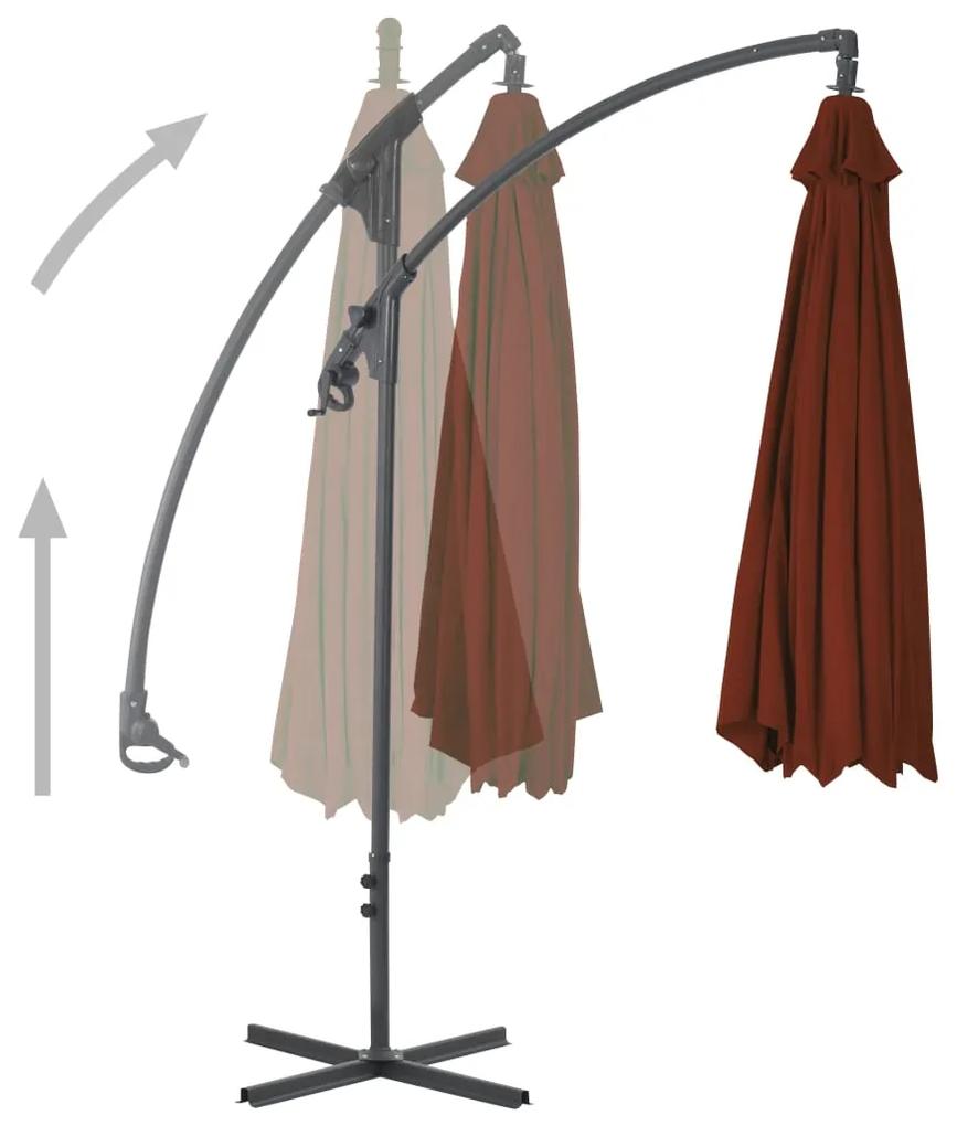 Umbrela suspendata cu stalp din otel, caramiziu, 300 cm Terracota