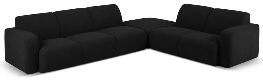 Colțar negru cu tapițerie din stofă bouclé (colț dreapta) Molino – Micadoni Home