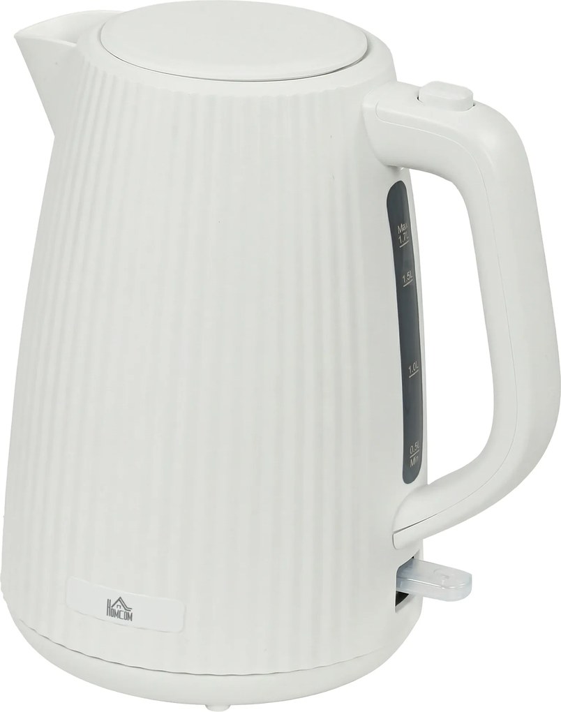 HOMCOM Fierbător Electric 1,7L 2025W cu Filtru Anticalcar Detașabil Oprire Automată Bază Rotativă 360° Crem | Aosom Romania