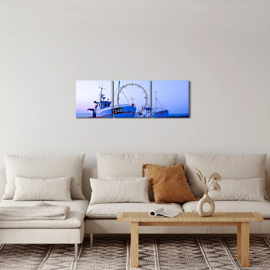 Tablou - Debarcarea în amurg (cu ceas) (90x30 cm)