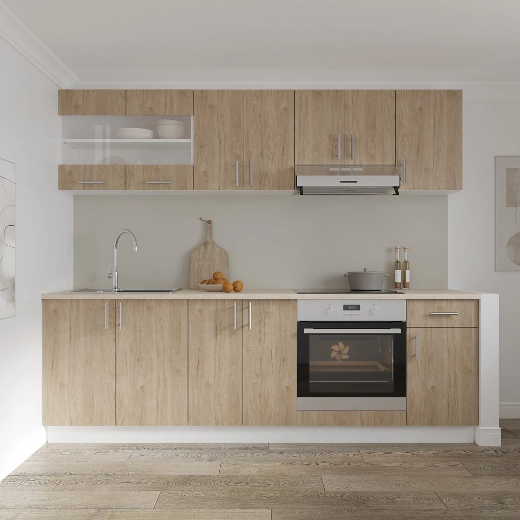 Set haaus V15, Lemn Natural/Alb, Blat Thermo 28 mm, L 240 cm