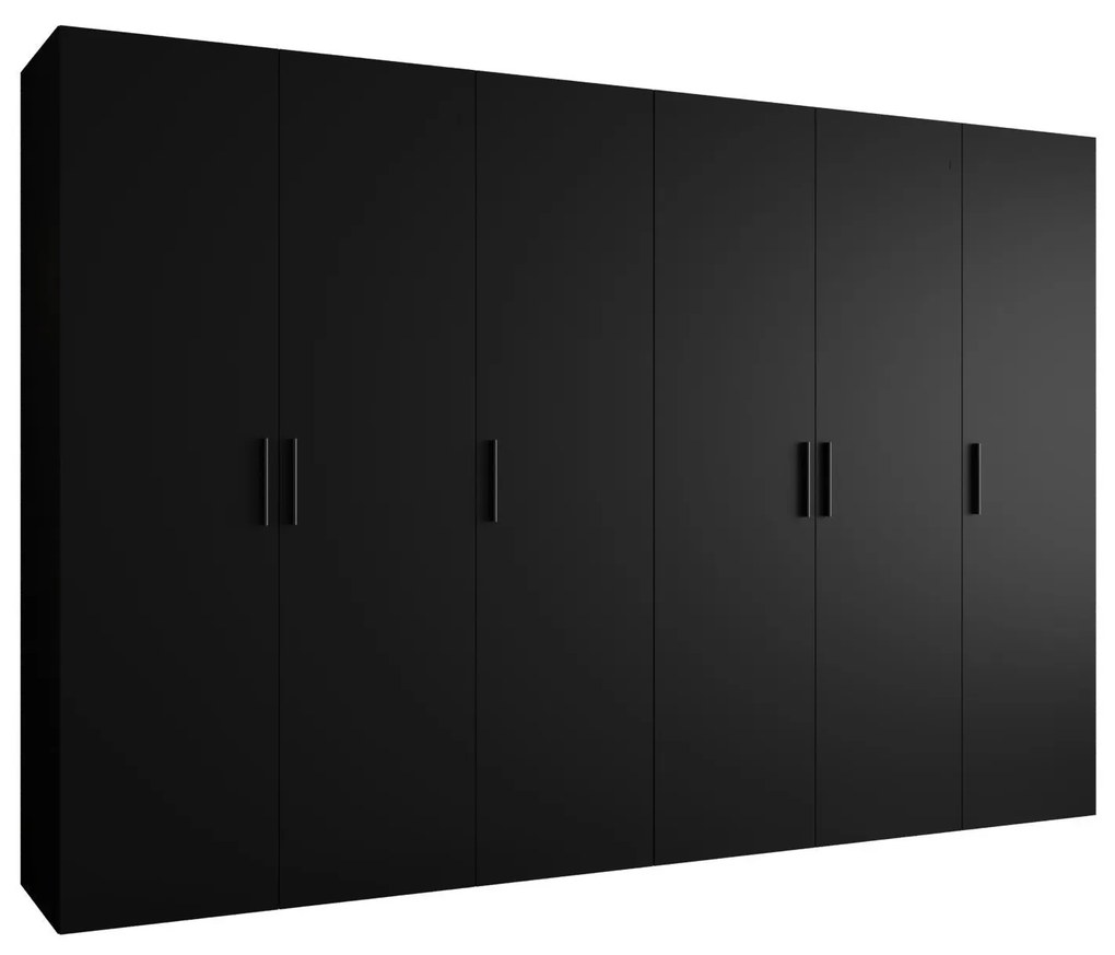 Dulap de haine 300 cm Borry 1 (Negru + Negru). 1125794