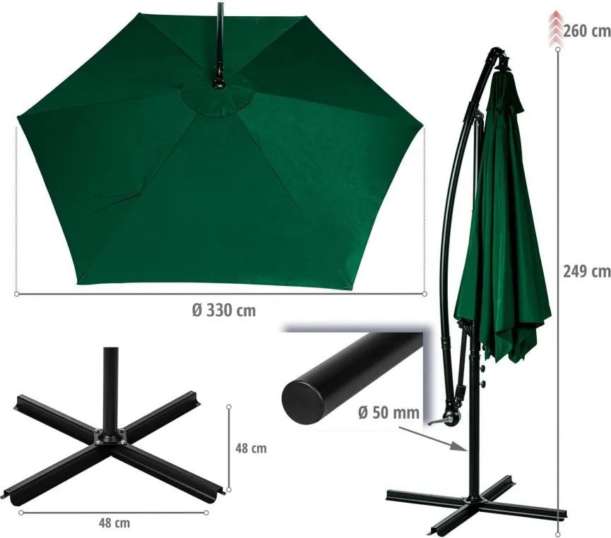 STILISTA Umbrelă de grădină, 330 cm, verde