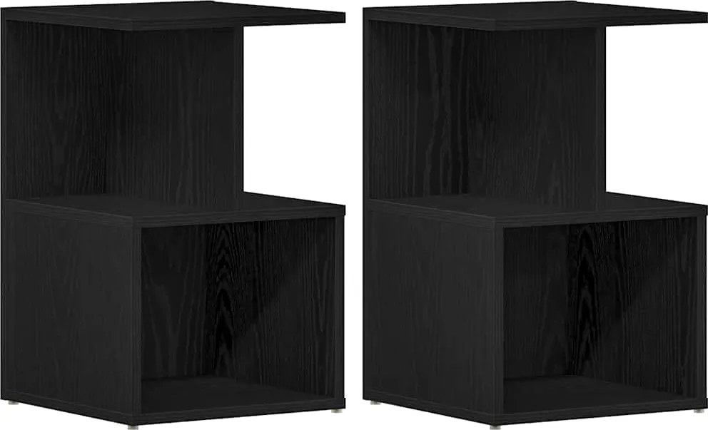 vidaXL Dulap de noapte 2 pcs Stejar Negru 35 x 35 x 55 cm