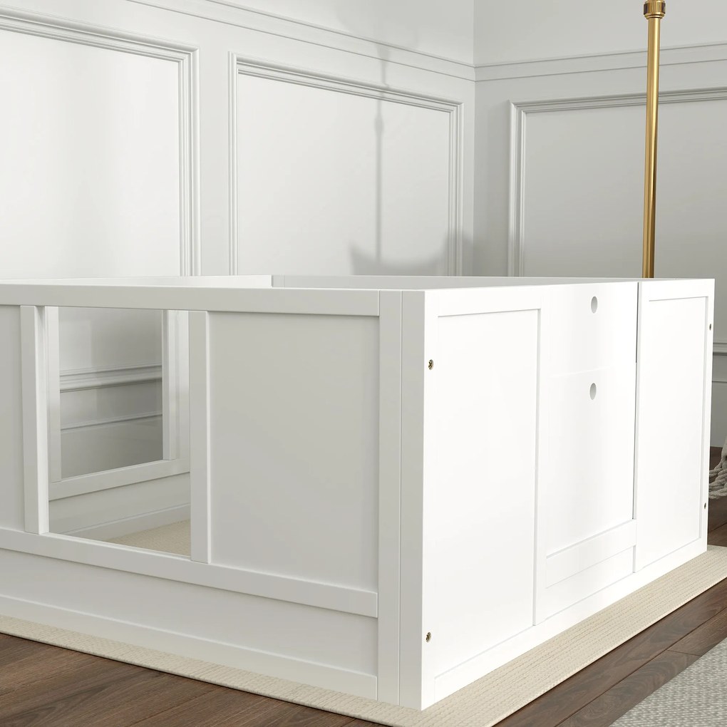 PawHut Cușcă pentru pui pentru câini mici și de talie medie, cușcă de fătare pentru câini cu intrare ajustabilă, tampoane antiderapante, Alb | Aosom Romania