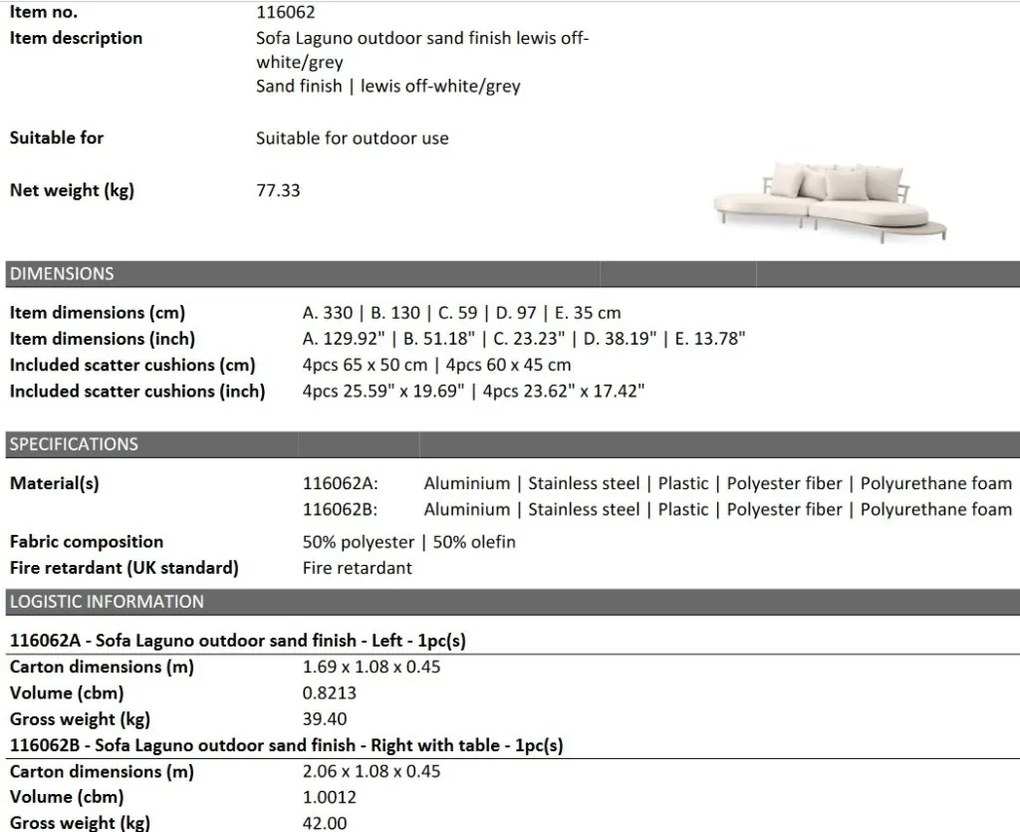 Canapea pentru exterior design LUX Laguno