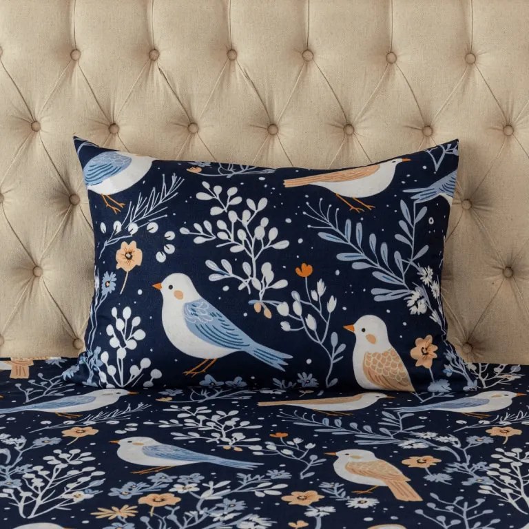 Fata de perna din microfibra DENIM BIRDS 50x70 cm, albastru
