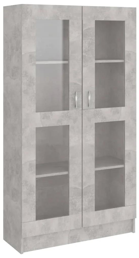 802763 vidaXL Dulap cu vitrină, gri beton, 82,5x30,5x150 cm, lemn prelucrat