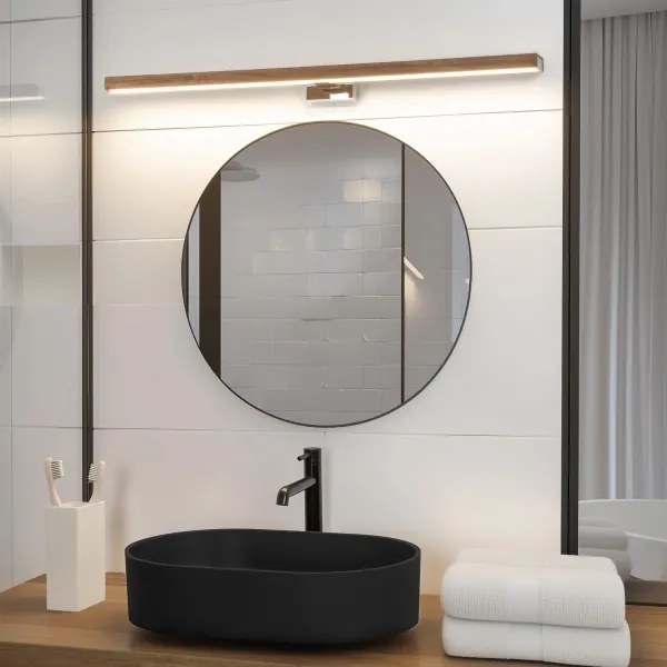 Aplică LED pentru oglindă Brilagi WOODY MIRROR LED/15W/230V IP44 stejar/crom