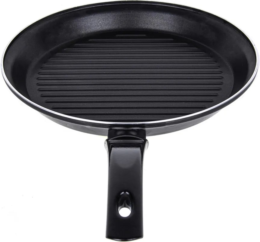 Tigaie grill ZILAN ZLN2126 - 28cm, aluminiu, interior PTFE/teflon, maner ebonita, neagra