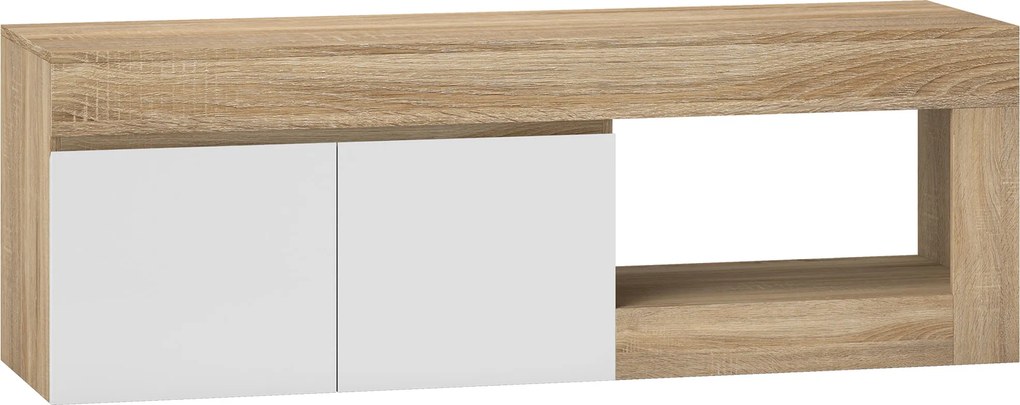 HOMCOM Dulap pentru TV de 60" cu Dulăpior, 2 Uși și Raft Deschis, Mobilier TV din Lemn, 140x40x48 cm, Lemn Natural | Aosom Romania