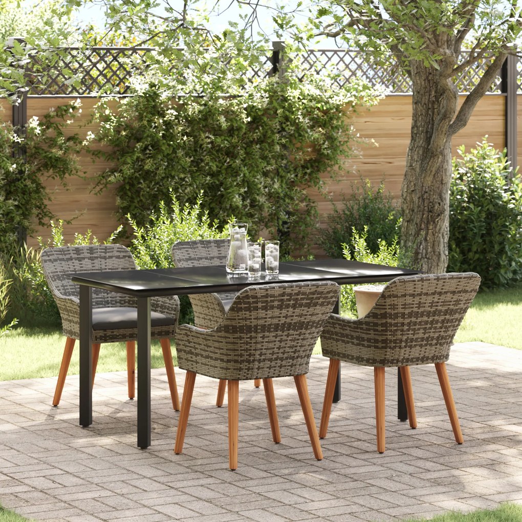 vidaXL Set de Dining pentru Grădină cu 5 Piese Ratan Gri