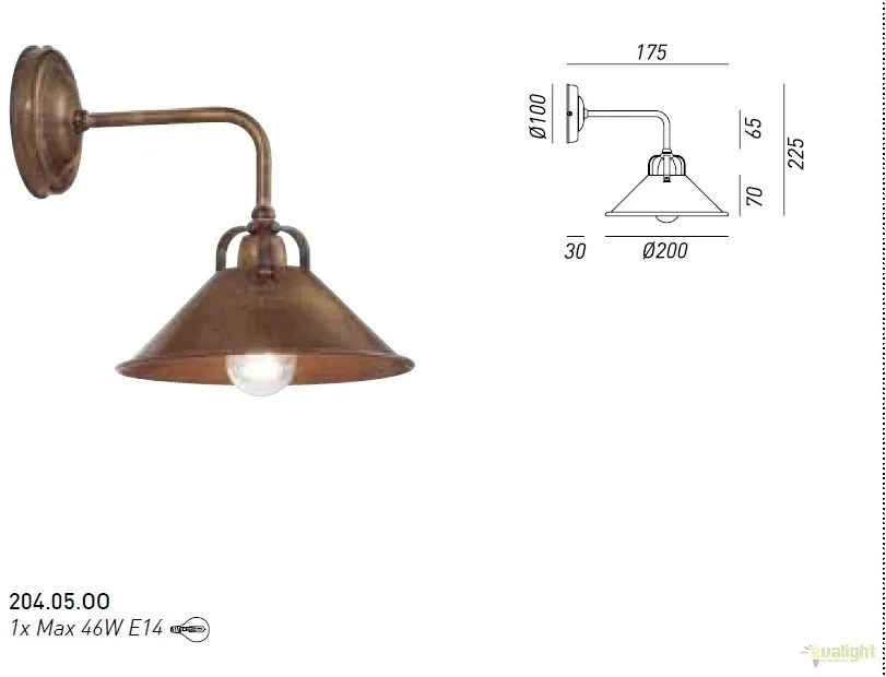 Aplica de perete rustica fabricata manual diam.20cm Cascina 204.05.OO
