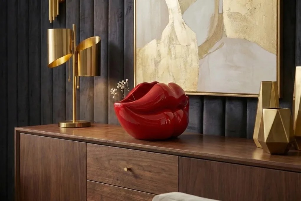 Vaza flori, Vas decorativ Vase LIP 55cm buze rosii